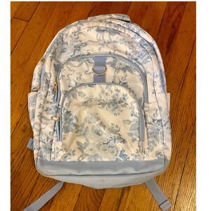 Pottery Barn LoveShackFancy Blue Damask XL Backpack Excellent Mono Removed